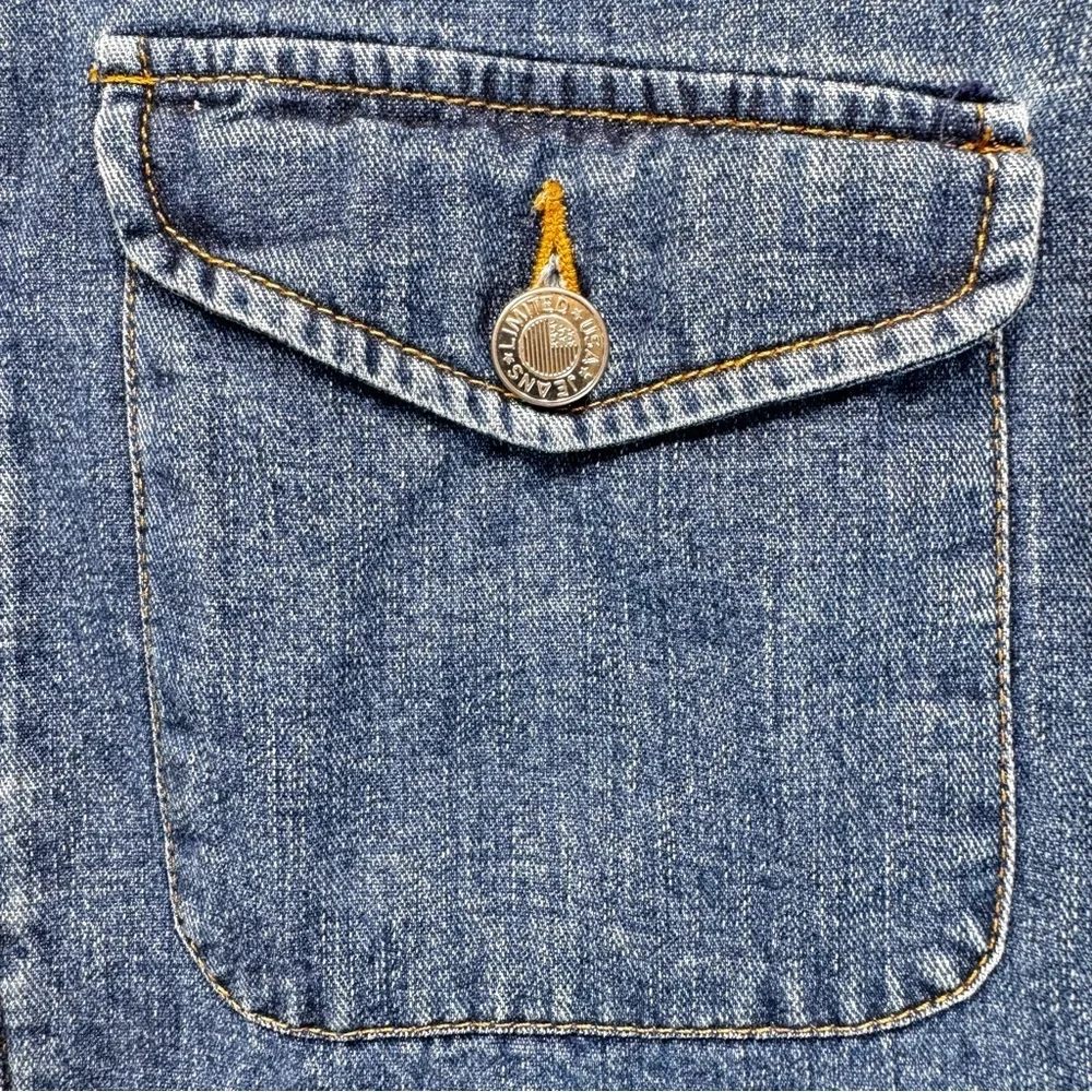 Vintage 90s Y2K The Limited Jeans Denim Trucker Jacket Zip Front 100% Cotton